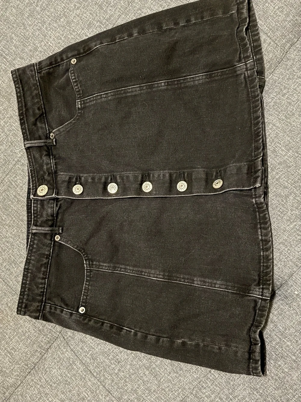 American Eagle Outfitters Black Button-Front A-Line Denim Skirt